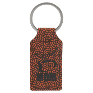 2 3/4" x 1 1/4" Football Engraved Faux Leather Rectangle Keychain