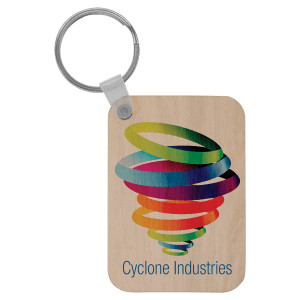 2 5/8" x 1 7/8" Rectangle Custom Printed Wood Keychain
