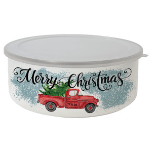 34 oz. Short Enamel Bowl with Lid