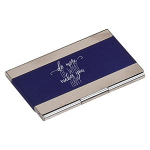 3 3/4" x 2 1/2" Blue Custom Engraved Business Card Holder