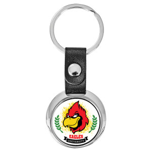 3 3/8" x 1 3/8" Round Custom Printed Keychain with White Insert