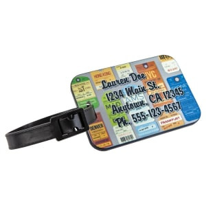3" x 2" Custom Printed Polymer Rectangle Luggage Tag with Black Edge and Strap