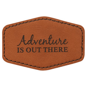 3" x 2" Hex Rawhide Engraved Faux Leather Patch with Adhesive
