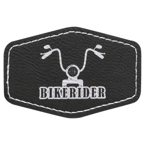 3" x 2" Hex Black/Silver Engraved Faux Leather Patch with Adhesive