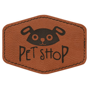 3 1/2" x 2 1/2" Hex Rawhide Engraved Faux Leather Patch with Adhesive