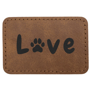 3" x 2" Dark Brown Premier Engraved Faux Leather Rectangle Patch with Kota Pro Adhesive - Creekside Collection