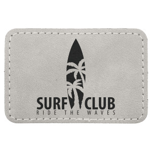 3" x 2" Light Gray Premier Engraved Faux Leather Rectangle Patch with Kota Pro Adhesive - Creekside Collection