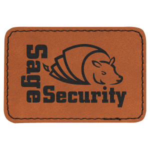 3" x 2" Rectangle Rawhide Engraved Faux Leather Patch with Adhesive