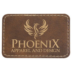 3" x 2" Rectangle Rustic/Gold Engraved Faux Leather Patch with Adhesive
