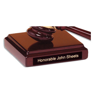4 1/2" x 4 1/2" Rosewood Piano Finish Sounding Block with Black Plate for Personalization (Gavel Sold Separately)