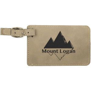 4 1/4" x 2 3/4" Light Brown Engraved Faux Leather Luggage Tag