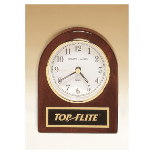 4 1/4" x 3 1/2" Rosewood Piano Finish Desk Clock with Black Plate