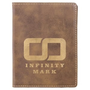 4 1/4" x 5 1/2" Rustic/Gold Engraved Faux Leather Passport Holder