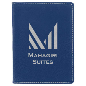 4 1/4" x 5 1/2" Blue/Silver Engraved Faux Leather Passport Holder