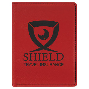 4 1/4" x 5 1/2" Red Engraved Faux Leather Passport Holder
