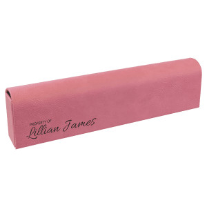 9 3/4" x 2 1/2" Pink Engraved Faux Leather Pill Box