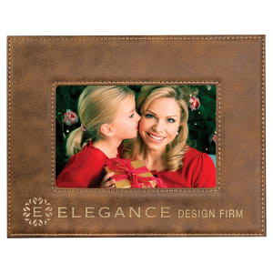 4" x 6" Rustic/Gold Engraved Faux Leather Photo Frame
