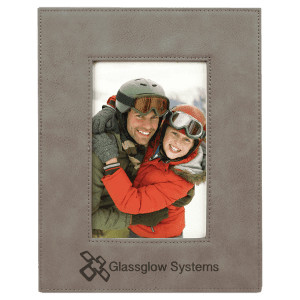 4" x 6" Gray Engraved Faux Leather Photo Frame
