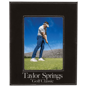 5" x 7" Black/Silver Engraved Faux Leather Photo Frame