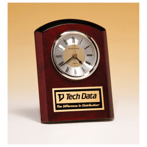 5" x 7" Rosewood Piano Finish Clock, Diamond Spun Dial,Three Hand Movement with Black Plate