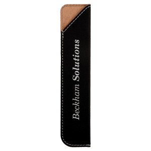6 1/4" Black/Silver Engraved Faux Leather Pen Sleeve