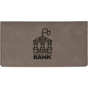 6 3/4" x 3 1/2" Gray Engraved Faux Leather Checkbook Cover