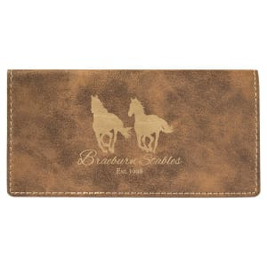 6 3/4" x 3 1/2" Rustic/Gold Engraved Faux Leather Checkbook Cover