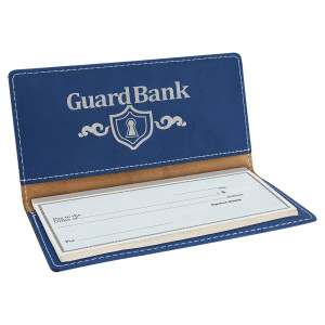 6 3/4" x 3 1/2" Blue/Silver Engraved Faux Leather Checkbook Cover