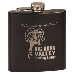 6 oz. Matte Black Custom Engraved Stainless Steel Flask