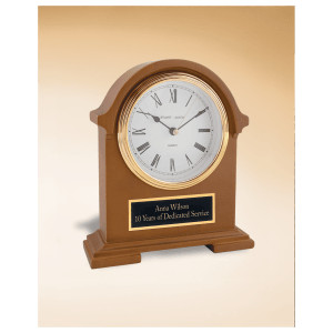 7 1/2" x 8 1/2" Napolean Clock,Traditional Style, Deep Hand Rubbed Mahogany Finish with Black Plate