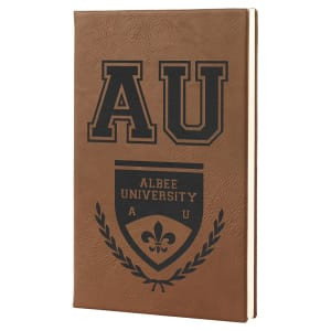 5 1/4" x 8 1/4" Dark Brown Engraved Faux Leather Journal with Lined Notepad