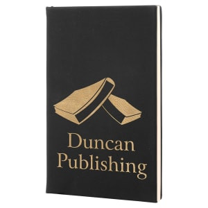 5 1/4" x 8 1/4" Black/Gold Engraved Faux Leather Journal with Lined Notepad