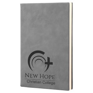 5 1/4" x 8 1/4" Gray Engraved Faux Leather Journal with Lined Notepad