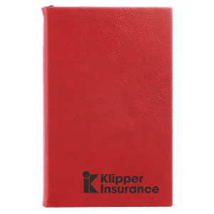 5 1/4" x 8 1/4" Red Engraved Faux Leather Journal with Lined Notepad