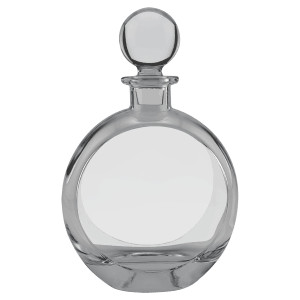 Polar Camel 750 mL Flat Round Glass Decanter in Black Gift Box with Printed Paper Sleeve