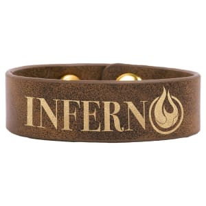 8 1/2" x 3/4" Rustic/Gold Engraved Faux Leather Youth Cuff Bracelet
