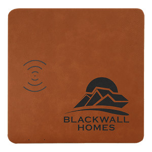 8" x 8" Rawhide Engraved Faux Leather Phone Charging Mat