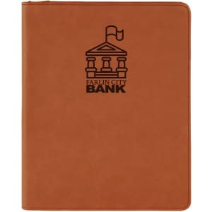9 1/2" x 12" Rawhide with Zipper Engraved Faux Leather Portfolio with Notepad