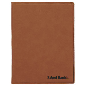 7" x 9" Rawhide Engraved Faux Leather Small Portfolio with Notepad