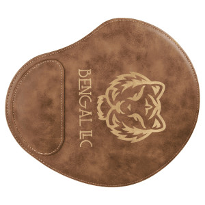 9" x 10 1/4" Rustic/Gold Engraved Faux Leather Mouse Pad