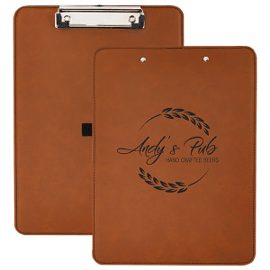 9" x 12 1/2" Rawhide Engraved Faux Leather Clipboard