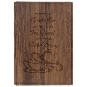 13 3/4" x 9 3/4" Walnut Cutting Board with Drip Ring