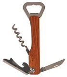 5 1/4" Wooden Bottle Opener & Wine Corkscrew - Open view