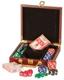 Rosewood Finish 100 Chip Poker Set - Open view