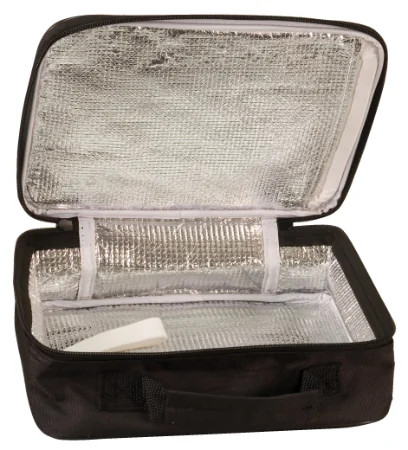 9 1/2" x 7 1/2" x 3" Custom Printed Insulated Lunch Tote - Open view