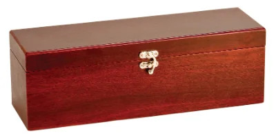 Rosewood Finish Single Wine Box with Tools - Closed view
