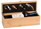 Bamboo Single Wine Box with Tools - Open view