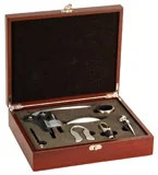 Rosewood Finish 5-Piece Wine Tool Gift Set - Open view
