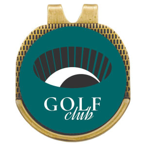 Antique Gold Hat Clip with Custom Printed Golf Ball Marker
