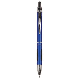 Blue with Silver Trim Custom Engraved Pen with Gripper